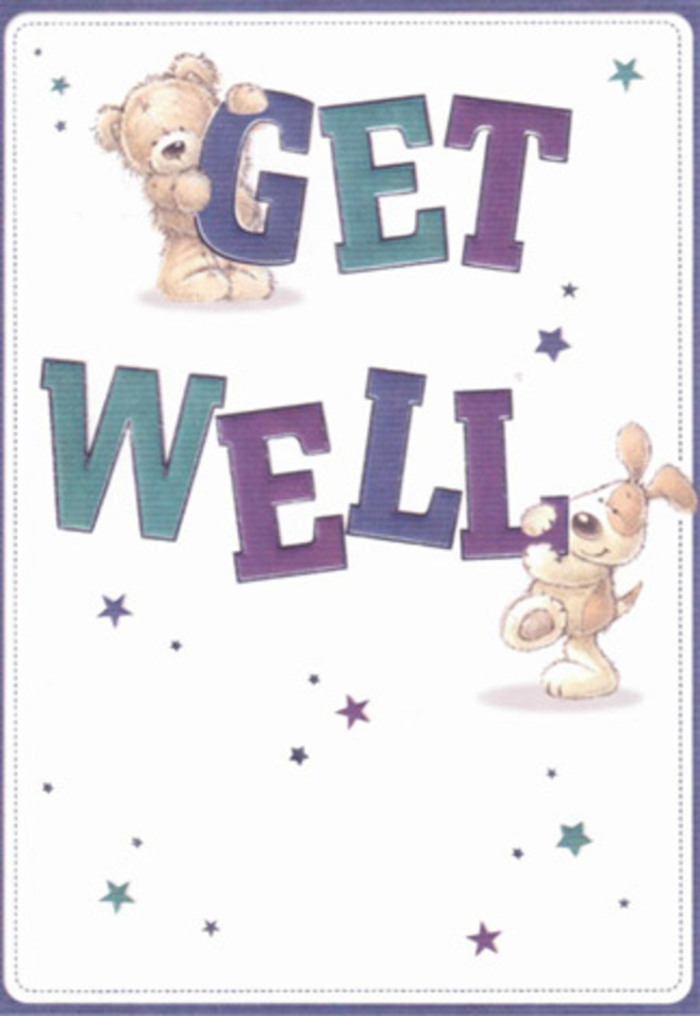 For moments when encouragement is needed most, this get well card's illustration comes to life-a big-hearted bear and an effervescent puppy infuse the scene with hope. The bear, its chocolate-brown coat brushed with light, gently cradles the oversized 'GET,' while the puppy with creamy fur and delightfully floppy ears helps support the lively 'WELL.' The confident typography, shaded in jewel-like purple and teal, grabs attention, standing in harmony with the crisp, airy background that's reminiscent of the peaceful open spaces along Uxbridge Common. Stars in icy blue and lilac burst playfully throughout, as if carrying wishes for health and happiness. You can almost feel the soft, inviting textures, like the sensation of handling fresh petals at Florists Uxbridge. The overall atmosphere is one of nurturing reassurance-a visual representation of the thoughtful, local gestures that brighten recovery days, echoing the honest, heartfelt connections that define the Uxbridge community.